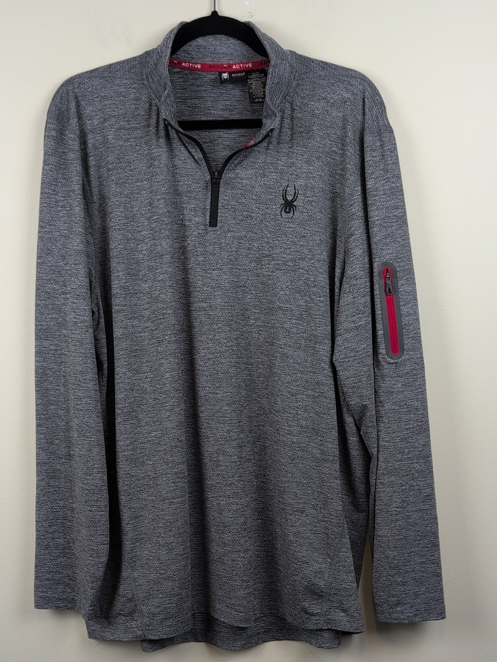 Spyder Active Heather Gray Quarter-Zip Performance Pullover Size XL